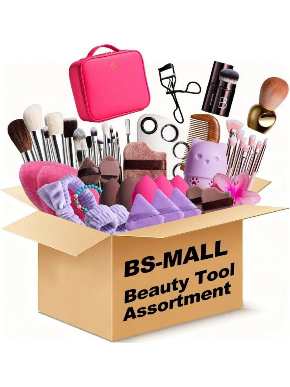 Professional Makeup Brush Set & Beauty Tools - Makeup Bag, Sponge, Hair Ties